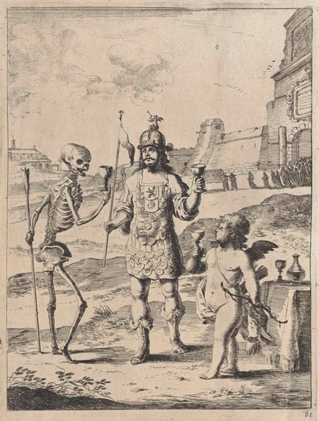 Fable of Cupido, Death and Reputation. Dirk Stoop, John Ogilby, 1665