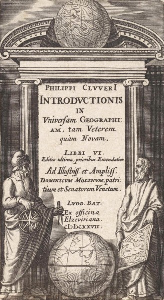 Globe with two scholars, Pieter Serwouters, Bonaventura Elzevier, Abraham Elzevier (I), 1627