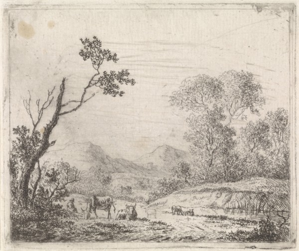 Mountainous landscape with grazing cattle, Johannes Christiaan Janson, 1778 - 1823