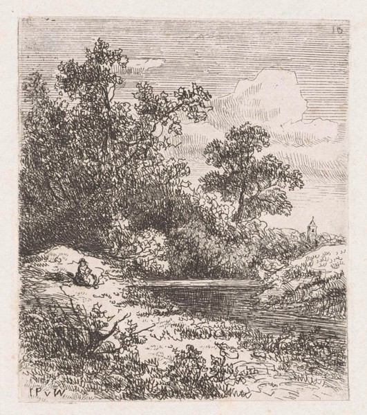 Women on the banks of a river, Johannes Pieter van Wisselingh, 1830 - 1878