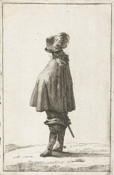 A man with hat seen from the back, Joannes Bemme, 1800 - 1841