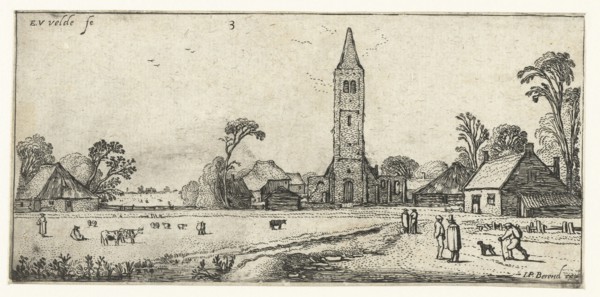 Hikers on a path to Spaarnwoude, The Netherlands, print maker: Esaias van de Velde, Johannes