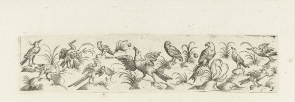 Frieze eleven birds and insect, Pieter Serwouters, Hans Collaert (I), Marcus Geeraerts, c. 1607