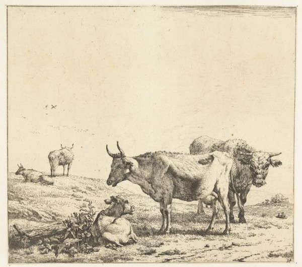 The cow, bull and calf, Karel Dujardin, 1650-1660
