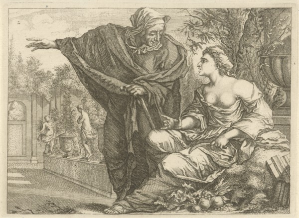 Vertumnus and Pomona, Arnold Houbraken, Anonymous, 1700 - 1750