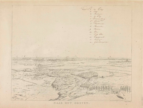 View of the landscape east of Nijmegen, with floodplains, in the distance is Ooij, on the horizon