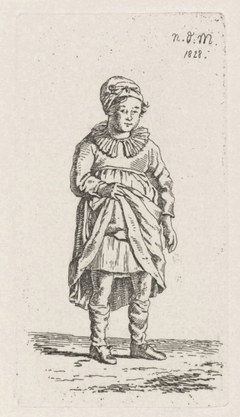 Girl lifts her skirts, Anthonie Willem Hendrik Nolthenius de Man, 1828