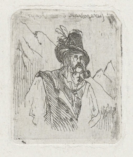 Tyrolean man in a mountain landscape, Joseph Hartogensis, c. 1837 - 1865
