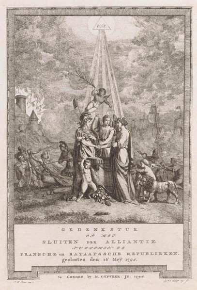 Allegory of the Alliance's close, 1795, Johannes Huibert Prins, 1795