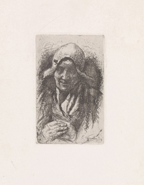 Peasant woman with folded hands, Elchanon Verveer, 1836-1900