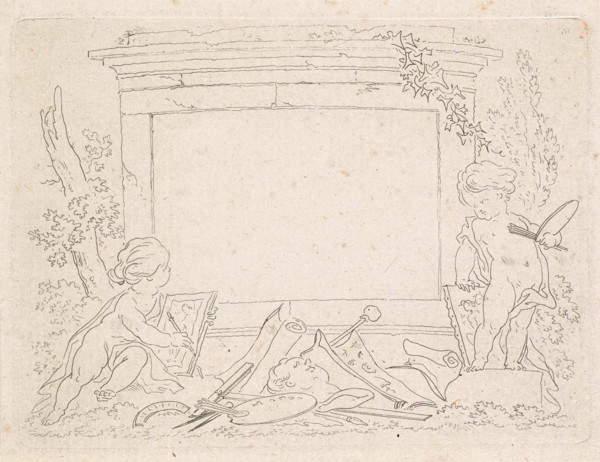 Vignette with drawing and painting gear, Derk Anthony van de Wart, 1782 - 1824