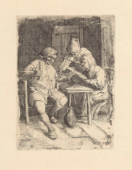 Behind a table in an interior is a woman who sings from a songbook, Next to her is a man who plays