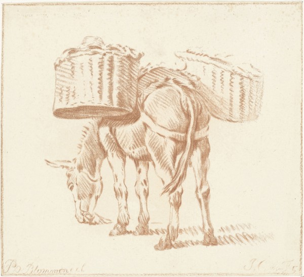 Loaded donkey, Jurriaan Cootwijck, 1724 - 1798