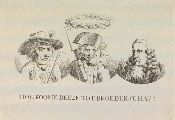 Cartoon on equality and brotherhood, 1795, print maker: Hermanus Fock attributed to, 1795