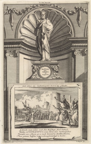 H. Epiphanius of Salamis, church father, Jan Luyken, Zacharias Chatelain II, Francois Halma, 1698