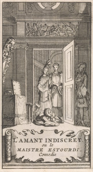 Title page for "L'Amant Indiscret, ou le Maistre Estourdi", in: P. Quinault, Le theater, Part II,
