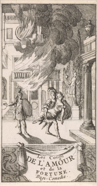Title page for Les coups de l'Amour et de la Fortune, in P Quinault, Le Theatre, Volume I, 1697,