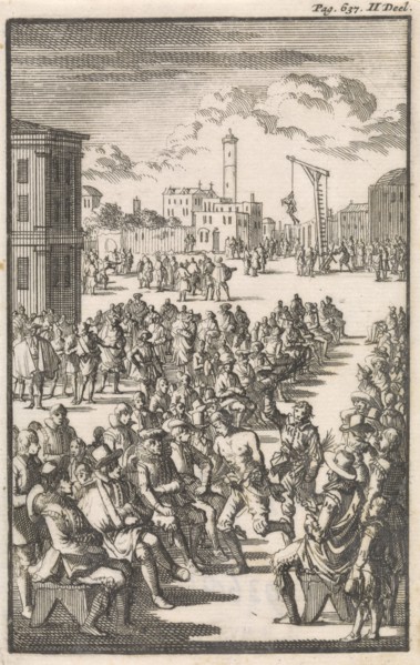 Barbier Philippo Martioli tortured in front of his peers, Jan Luyken, Janssonius van Waesberge,
