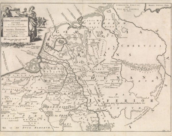 Historical map of the Netherlands at the time of the Frisians, Franks and Saxons I, Jan Luyken,