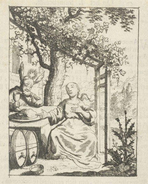 Personified soul no longer tastes the flesh, Jan Luyken, Pieter Arentsz II, 1678-1687