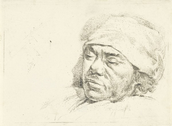 Portrait of the painter Francis Andreas Milatz on his deathbed, print maker: Hermanus van Brussel,