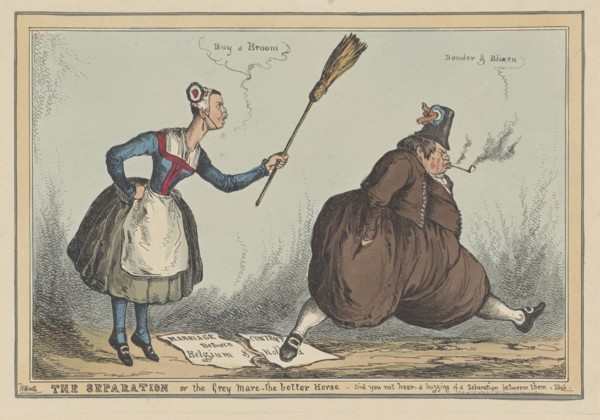 Cartoon on the separation between the Netherlands and Belgium, 1830, William Heath, Thomas McLean,