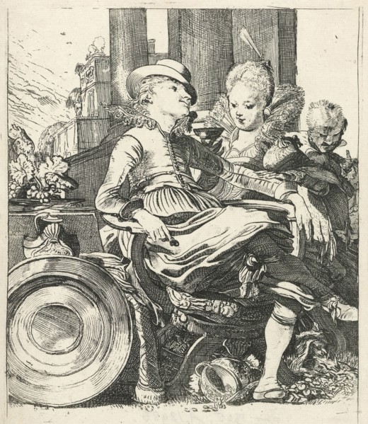 Lucella and Ascagnes as love couple, Willem Pietersz. Buytewech, 1616