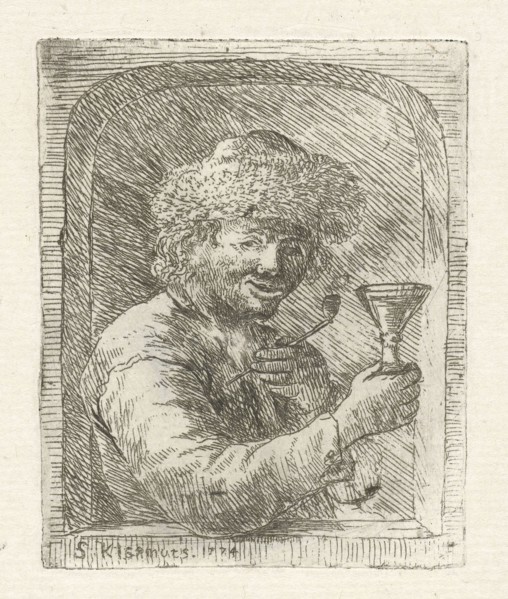 Pipe Smoking drinker, Simon Klapmuts, 1774