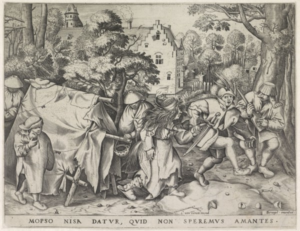 Dirty bride or wedding of Mopsus and Nisa, print maker: Pieter van der Heyden, Pieter Brueghel I,