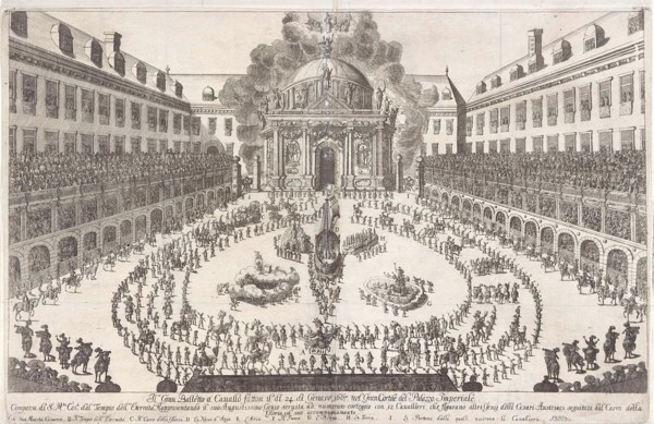 Carousel in the Hofburg in Vienna, Jan van Ossenbeeck, Anonymous, in or after 1667
