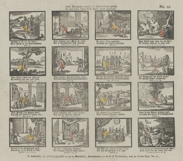 Biblical print. "Deez' bybelprent toond u 't aardsvaderlyk geslagt / En hoe Gods oude volk Egijpt'