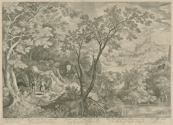 Landscape with Jeroboam and the prophet Ahijah, Claes Jansz. Visscher (II), 1601 - 1652
