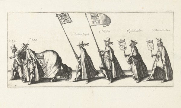 The funeral procession (Plate 5), 1623, Simon Frisius, Hendrick Hondius (I), 1615