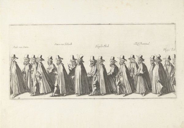 The funeral procession (Plate 11), 1623, print maker: Simon Frisius, Hendrick Hondius I, 1615