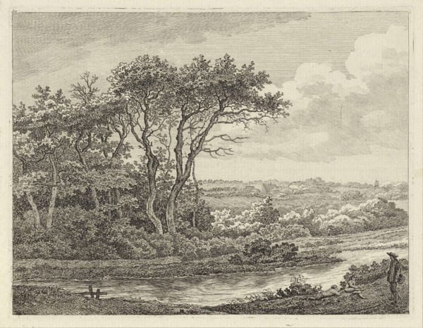 Landscape with river, Adrianus Serné, 1783 - 1853