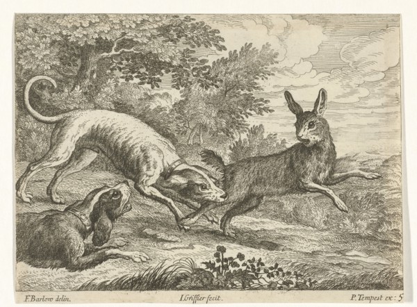 Hunting a hare, Jan Griffier (I), Pierce Tempest, 1680 - 1694