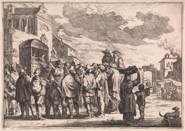 Puppet show in Rome Italy, Cornelis de Wael, 1613 - 1667