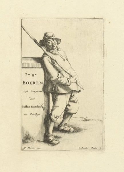 Farmer leaning against a wall, Cornelis Danckerts (I), Justus Danckerts, unknown, 1613 - 1656