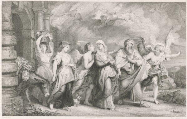 Flight of Lot and his family from Sodom, Ferdinand Leenhoff, Ch. Chardon, 1841 - 1914