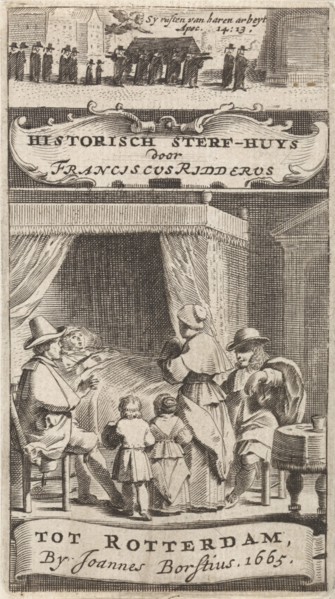 Title page for F. Ridderus Historical sterf-huys, 1665. Pieter Holsteyn (II), Johannes Borstius,