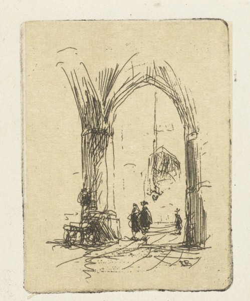 Church Interior with three figures, Johannes Bosboom, c. 1830 - in or before 1891