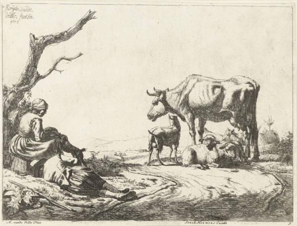 Shepherd and shepherdess with cattle, Adriaen van de Velde, 1653