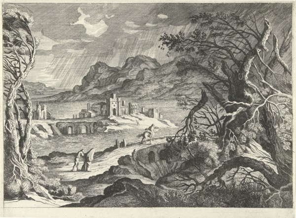 Italian landscape in the storm, Willem van de Lande, Adriaen van Nieulandt (I), 1635 - 1650