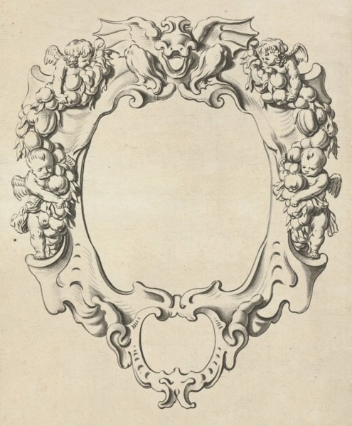 Cartouche with lobe ornament with four angels, Pieter Hendricksz. Schut, Gerbrand van den Eeckhout,