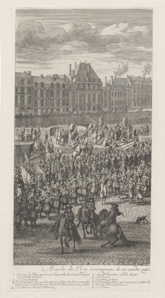 Front of the procession of King Louis XIV of France and his entourage on the Pont-Neuf, Jan van