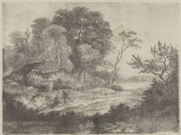 Man and woman in a wooden house, Hermanus Jan Hendrik van Rijkelijkhuysen, 1823 - 1883