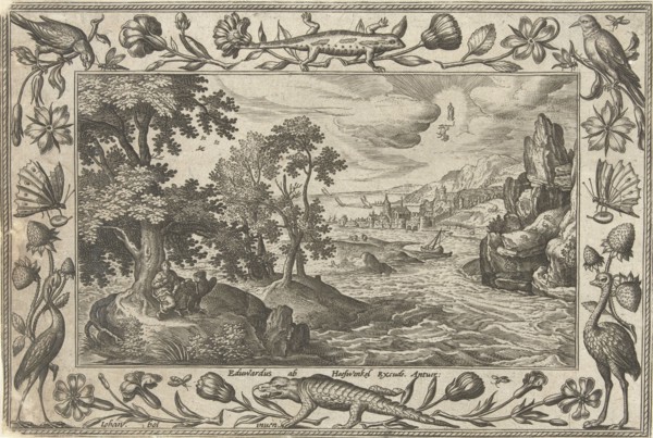 Apostle John on Patmos, Adriaen Collaert, Eduwart van Hoeswinckel, 1582 - 1586