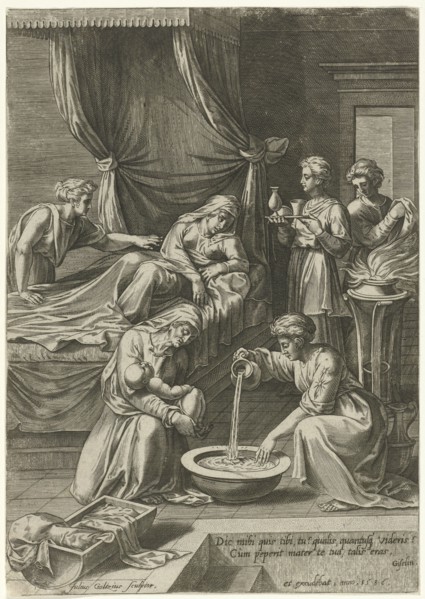 Birth of the Virgin Mary, Julius Goltzius, Victor Ghyslinck, 1586