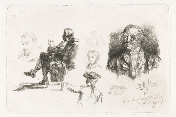 Study Sheet with different figures, David Bles, Joseph Hartogensis, 1856