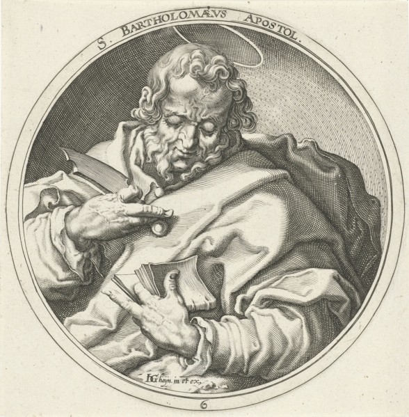 St. Bartholomew, print maker: Zacharias Dolendo, Jacob de Gheyn II, c. 1596